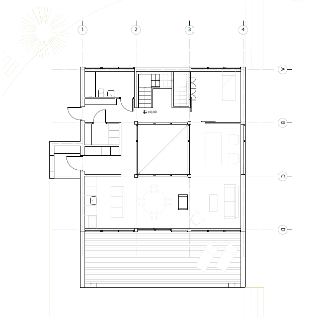 Ground floor plan — open distribution of the social programme