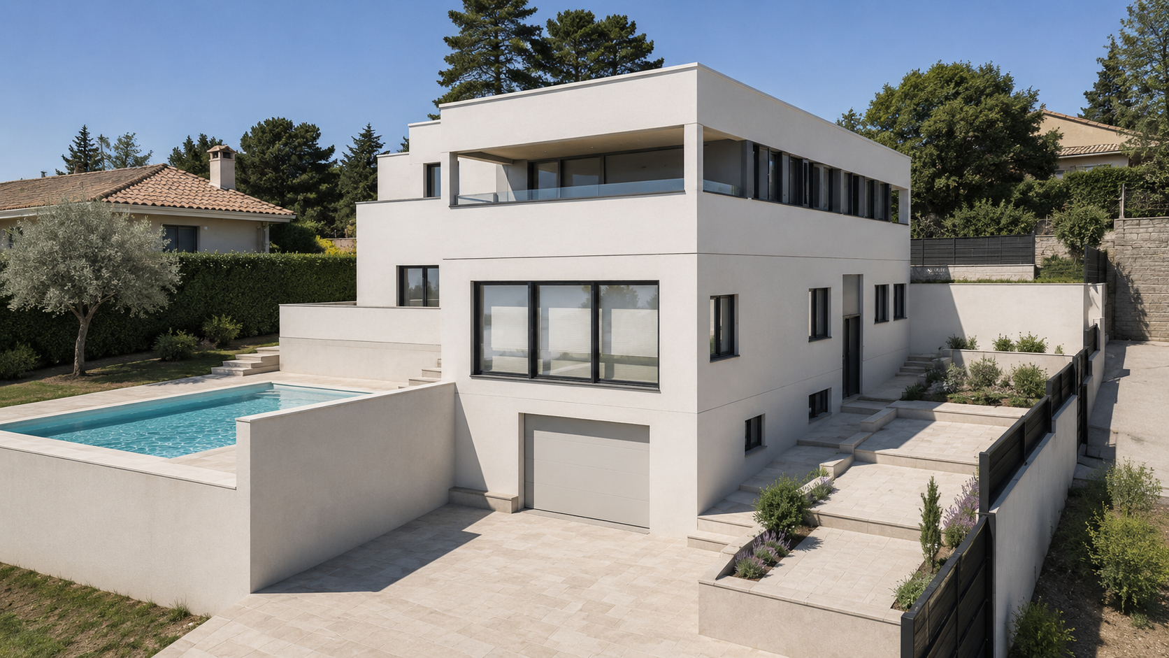 Street façade — new upper floor integrated with the existing house