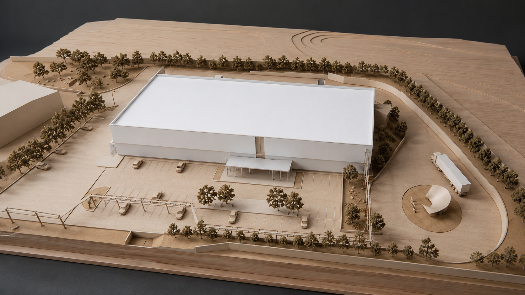 Physical model — site planning and building massing